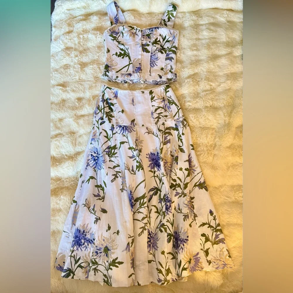 Reformation Anatolia Linen Two Piece In Serenity, brand new, never worn,no flaws - Picture 14 of 16